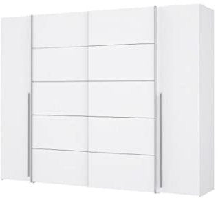 MJC Armoire 2 Portes battantes + 2 Portes coulissantes - Blanc Mat - L 270,3 x P 61,2 x H 210 cm - NARAGO