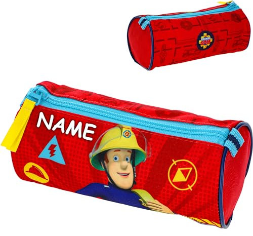 Federmäppchen - Schlampermappe/Kosmetiktasche - Feuerwehrmann Sam Jones - inkl. Name - Kinder & Baby/Utensilientasche - Waschtasche/Kulturtasche/Feder..