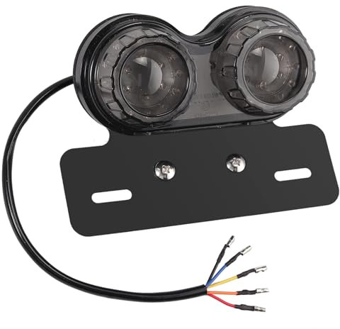 PROZOR 40LED Motorrad Rücklicht mit E-Mark, ABS-Material LED Rücklicht, Universal Bremsleuchten mit Metall-Nummernschildhalter; 40W Kennzeichnenleuchte, Blinker Leuchte für Motorrad