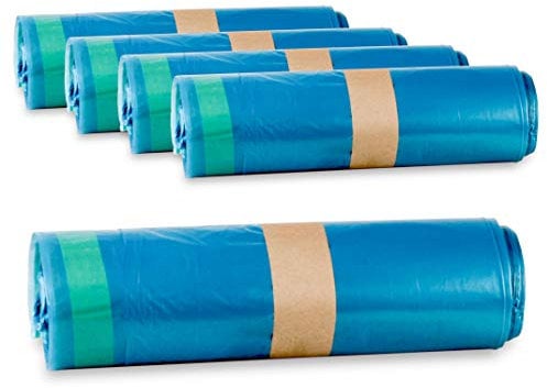 Hypafol Müllbeutel Typ 60 mit Zugband 120l I Abfallsack für Haushalt, Garten & Industrie I Besonders stabil & reißfest I blaue Schwerlast Müllsäcke aus hochwertigem Material I 125 St.