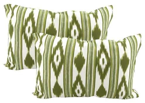 TRESMESTRES Sofa Kissenbezüge - Mediterranes Design, Lebendige Farben, Ikat-Muster - Deko Kissenbezüge Boho, Lässig und Modern - Kissenbezüge 50x70 cm - Grün, 2er Set