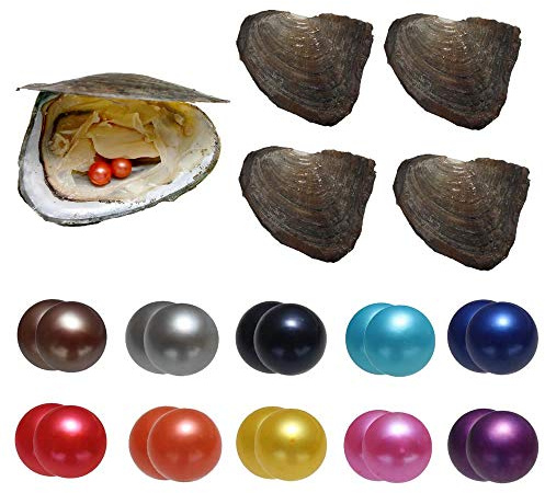 Twins Freshwater Oysters with Pearl Inside Mixed Round Pearl Kit 20Pcs