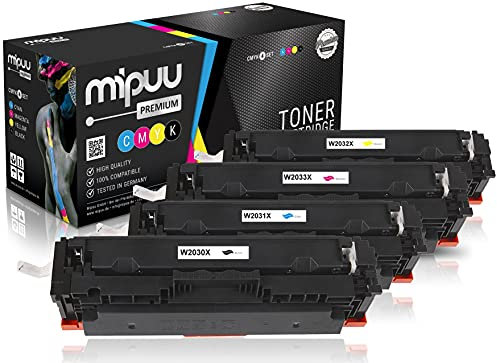 Mipuu 4 XXL Toner kompatibel mit HP W2030X W2031X W2032X W2033 X 415 mit Chip für Color Laserjet Enterprise M480F M455 M480 Pro M479DW