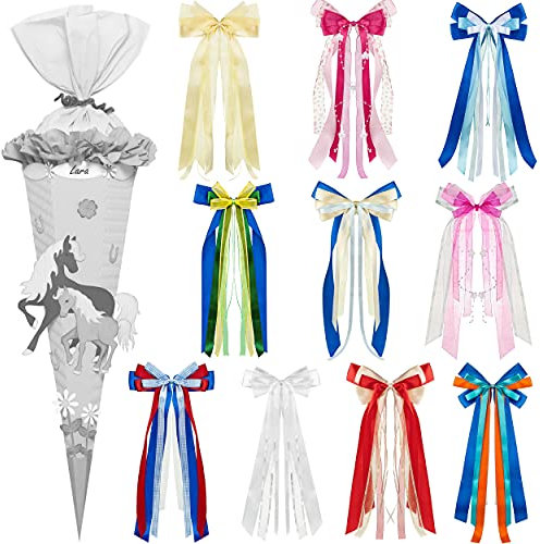 alles-meine.de GmbH Bastelset - Schultüte Farbe & Größe wählbar 70/85 / 100 cm - passende Bänder Schleife - Pferde & Fohlen - Farbe frei wählbar - Bastelschultüte - Zuckert..