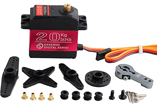 Stemedu 20 KG DS3218 Digital RC Servo with 25T Servo Arm, Waterproof Aluminium Cover Single Axis Servo, Vollmetallgetriebe Digital Servo for 1/8 1/10 RC Cars Robot (Control Angle 180°)