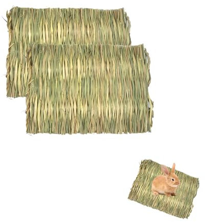 Kleintier Grasmatten, 2 Stück Tier Kauspielzeug Betten, Grasmatte für Kaninchen, Kleintier Grasmatte Tier Kauspielzeug Geeignet für Hamster, Kaninchen, Meerschweinchen und andere Kleintiere