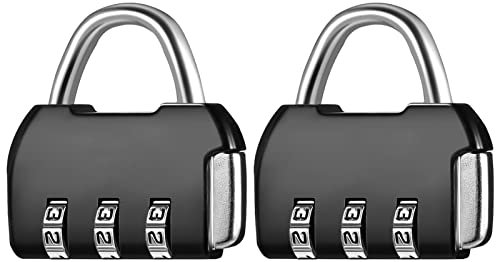 2 Pack Schloss Zahlencode 3 Stellig, Kombinations Zahlenschloss Vorhängeschloss Kombinationsschloss für Fitnessstudio, Vorhängeschloss Zahlen Wetterfest für Tür, Gartenzäunen (Schwarz)