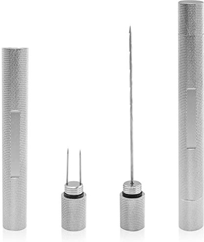 Zolunu Cigar Punch 3 in 1 Multitool con taglierina rinforzatrice e doppio buffer per gli appassionati di sigari (argento) (argento)