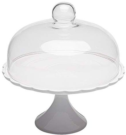 Operitacx Glas Kuchenplatte mit Deckel Tortenplatte Holz Tortenständer Kuchen Glasglocke Kuchenglocke Käseglocke Kuchenständer Serviertablett Mini Patisserie für Kuchen Gebäck Desserts Steht