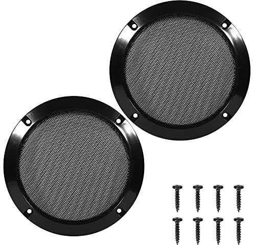 VOANZO Lot de 2 grilles de haut-parleur de voiture de 16,5 cm pour haut-parleurs de maison, plafonds, systèmes audio de voiture - Noir