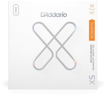 D'Addario Acoustic Guitar Strings, XS 80/20 Bronze Coated, XSABR1047-3P, Extra Light Gauge 10-47, 6-String Set, Pack of 3