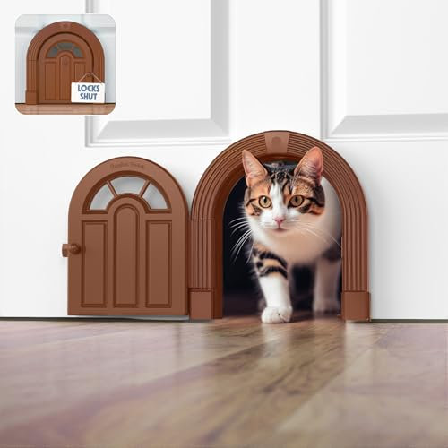 Cat Door for Interior Door - No-Flap Design for Cats Up to 20 lbs, Easy DIY Setup, Secured Installation in Minutes, No Training Needed
