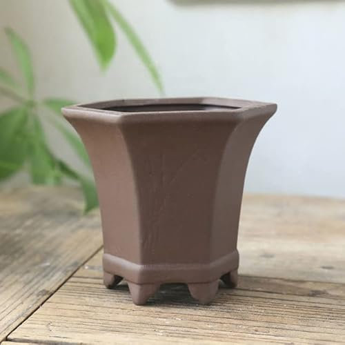 XIAOXIN Schwarze Keramik Earthen Burn Keramik Handwerk Blumentopf Pflaume Orchidee Chrysantheme Sukkulente Topf Atmungsaktive Vase Dekor