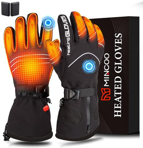 Mincoo Beheizte Handschuhe Herren Damen,Wiederaufladbar Beheizbare Winter Handschuhe Mit 7.4v/2700mah Akku Mit 3 Einstellbarer TemperaturFüR Skifahren Wandern Radfahren Motorrad (XL)