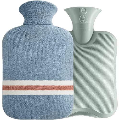 Hot Water Bottle with Soft Cover, Large 2 Litre PVC Portable Hand Warmer Hot Water Bag for Cold & Hot Therapy, Pain Relief, Back, Neck, Period Cramps - Best Gift