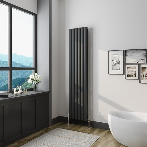 Oval Column Radiator 1600x354mm Black Vertical Radiator Double Modern Central Heating Radiators Designer Radiators