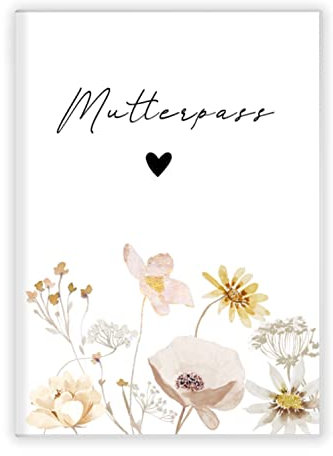 Mutterpasshülle | Schutzhülle für den deutschen Mutterpass | Geschenkidee zur Schwangerschaft (ohne Personalisierung, Blumen)
