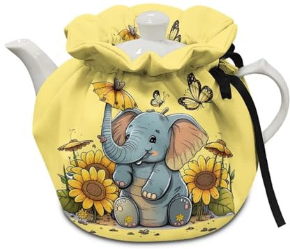 HELLHERO Sunflower Elephant Tea Cozy for Teapot Insulated Tea Cozies Kitchen Tea Pot Dust Cover Breakfast Kettle Cosy for Home Kitchen Tea House, (HE-AI039CZA18-1)