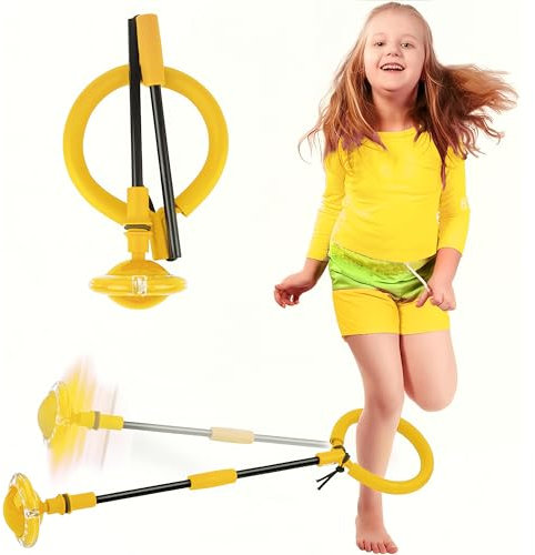Sinwind Springring Fußkreisel Kinder, Swing Wheel mit Lichtrad, Swing Wheel Kinder, Faltbarer Springender Ball Blinkender, Geeignet für Geschenk Kinder 6 ab 10 Jahre (Gelb) Sinwind-DJT-008