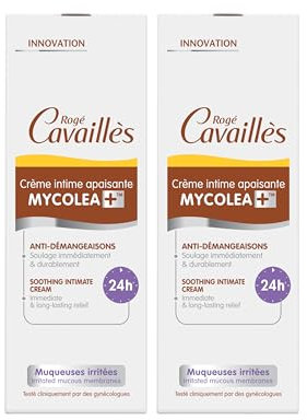 Rogé Cavaillès | Crème Intime Apaisante | Mycolea+ | Anti-Démangeaisons | Une Action Immédiate et Durable jusqu’à 24 heures | Soulage l’Irritation Intime | Formule Extra-Douce | Lot de 2x50mL