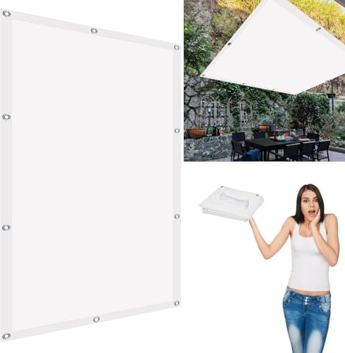 Rechteck Sonnensegel 2.1 x 4.6 m Markise Baldachin Quer Vernäht Robust für Terrasse, Pool und Garten, Weiß