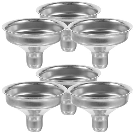 Embudo de acero inoxidable de 6 uds, embudos metálicos, transferencia portátil de líquidos, vinagre y aceite