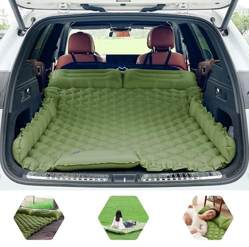ONTYZZ Auto Matratze SUV Luftmatratze 2 Personen Luftbett für Reisen Camping Isomatte Selbstaufblasende Schlafmatten mit Fuß Pumpe & Kissen Aufblasbare Camping Bett 183 * 131 * 7CM