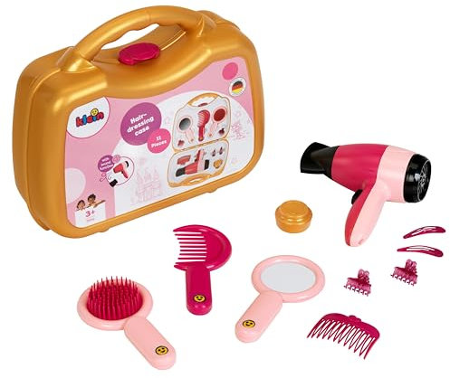 Theo Klein 5559 Frisierkoffer I Robuster Koffer mit elektrischem Haartrockner I Inkl. Spiegel, Bürste und Styling-Utensilien I Spielzeug für Kinder ab 3 Jahren