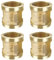 Hevysuo 4Pcs Manicotto in Ottone 3/4 pollice, Filettato Raccordi Filetto Femmina per il riscaldamento del sistema di acqua potabile,Oro