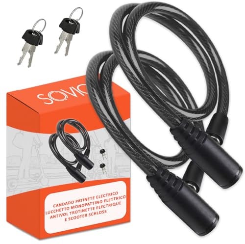 Candado patinete electrico doble seguridad 2 uds cable de Acero resistente 60 cm cierre avanzado con llave seguro robusto practico facil guardar candado para patinete electrico negro