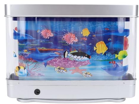 Künstliches Aquarium, Mini-Aquarium, Künstliche Tropische Fische, Dekorativ, Fisch-Nachtlicht, Mini-Aquarium mit Beweglichen Fischen, Vortäuschen, Meeresboden-Welt,