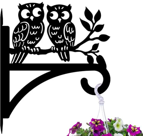 peacoblue Iron Plant Hangers Hooks Large 30x35.6cm for Outdoor Indoor Hanging Plants Flower Fern Pots Lantern Bird Feeder Wind Chimes, Metal Wall Holder for Porch Garden Farmhouse(Owl)