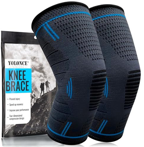 2 Pezzi Fascia per Compressione Ginocchio Cuscinetti,Ginocchiera Sportiva Supporto per Sport,Supporto per Ginocchio da Uomo&Donna,Ginocchiere Palestra,Stabilizza l'articolazione e i Muscoli(L)