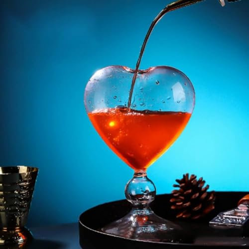 JOYWU Heart Shape Wine Glasses,300ml Creative Red Wine Cup,Heart Shaped Cup,Crystal Cocktail Glasses,Romantic Juice Glasses for Party Wedding Valentine's Day,Wine Goblet,Champagne Glasses