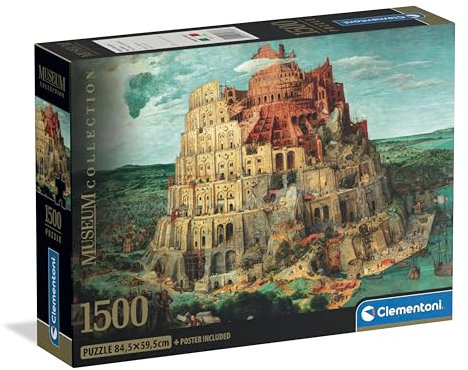 Clementoni Jigsaw Puzzle 1500 pieces Museum Collection Babel Tower, Puzzle for Adults 14-99 Years, Compact box, Made in Italy, 31738