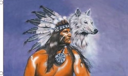 Indianer-Flagge mit Ösen, 1,5 x 90 cm, 100 % Polyester FlagSuperstore