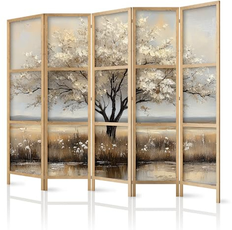 framed concept - Paravent Raumteiler aus Holz 225x172 cm, 5-teilig, einseitig, im orientalischen Stil