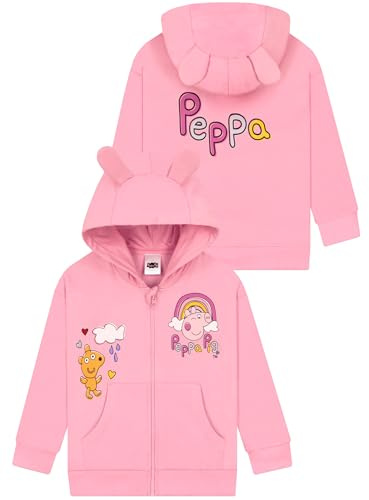 Peppa Pig Hoodie Mädchen, Zip Hoodie Kinder Mit 3D Ohren, Rosa Mädchen Kleidung Aus Baumwolle