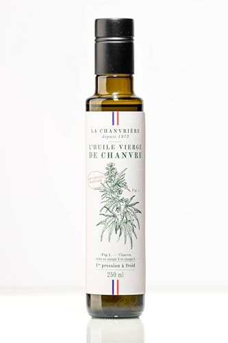 La Chanvriére Natives Hanföl 250 ml (0,6 kg) – 100% französisches Hanfsamenöl, Reich an Omega-3 & Omega-6, Vitaminen & Mineralstoffen, Erste Kaltpressung
