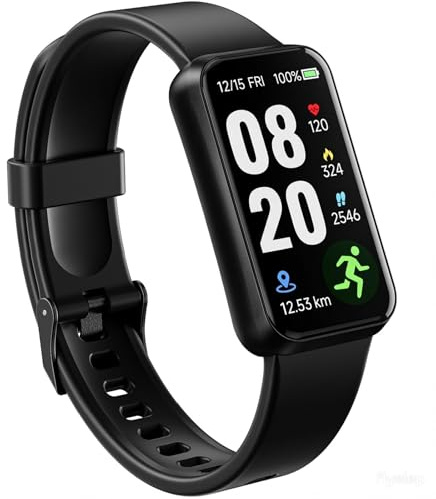 pixtlcoe Fitness Trackers,1,47 OLED Display,5ATM IP68 Wasserdicht Fitnessuhr Armband, Aktivitätstracker mit 24h Herzfrequenz, Schlaf, Schrittzähler Smartband Herren Damen Uhr Sportuhr (Schwarz)