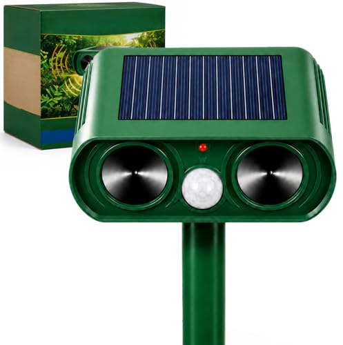 Repellente per gatti da giardino UK, repellente solare per talpe con luci LED lampeggianti e ultrasoniche, deterrente impermeabile per gatti all'aperto, repellente per ratti e volpi, per prato, patio