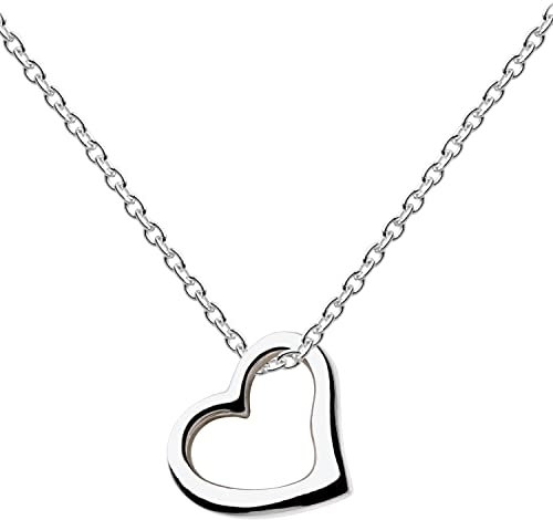 Dew Open Heart Necklace – Sterling Silver, Classic Design, 18 Chain, Delicate Asymmetric Heart Pendant, A Symbol of Love, Compassion & Romance