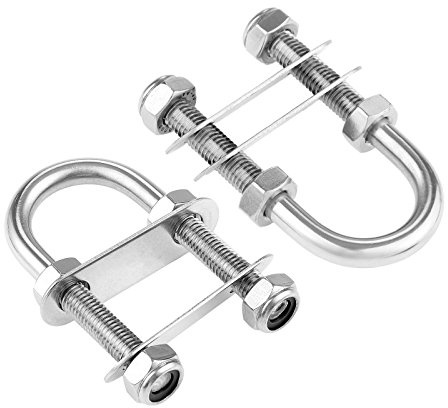 Mtsooning 2Pcs M10 U Bolts with Plates,U Shaped Brackets Metal | Stainless Steel Tie Down U Bolts with Nuts,for Boat Trailer Cars and Ships Repair