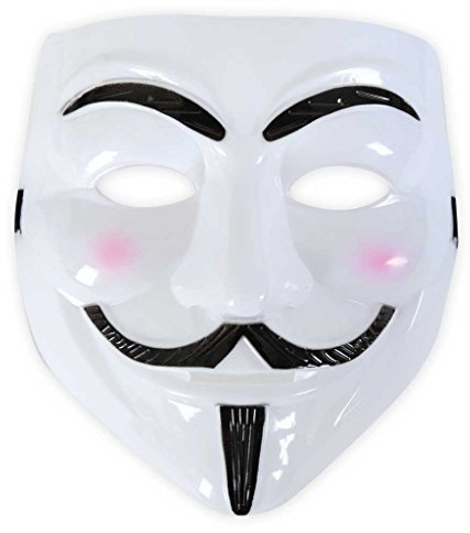 KarnevalsTeufel Damen/Herren Vendetta Maske in Weiß-Schwarz Guy Fawkes Anonymous