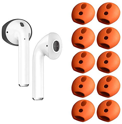 OneCut 5 Paar Silikon-Ohrstöpsel, kompatibel mit AirPods 1 & 2, rutschfest, kratzfest, weiche Ohrpolster für EarPods Kopfhörer/Ohrhörer/Ohrhörer (orange)