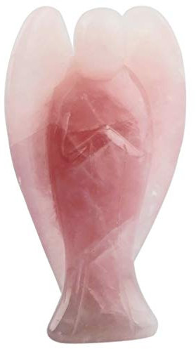 KYEYGWO Engel Edelstein Kristall Schutzengel Figuren, Taschenengel Friedensengel Glücksbringer Reiki Fengshui Dekoration 7 cm, Rosenquarz