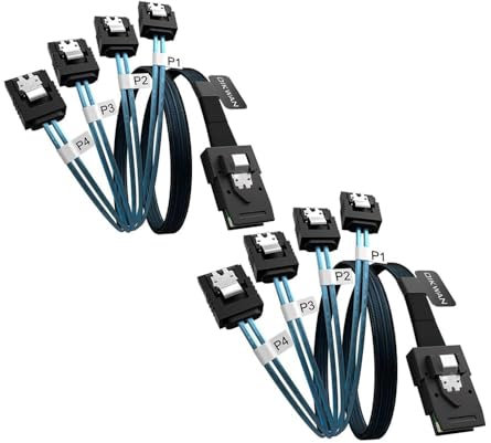 Cable de transmisión de datos interno HD Mini SAS a SATA, 3ft SFF-8087 a 4xSATA (2 unidades)