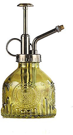 ZIUHEOA Plant Mister Glass Watering Spray Bottle 6.4 Tall Watering Can Retro High-Atomization Nozzle Sealed Leak-Proof,for Garden Plants Flower (Army Green)