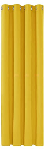 Deconovo Vorhänge Verdunklungsgardine Ösen Thermovorhang Blickdicht Wohnzimmer, 240x140 cm(HöhexBreite), Senfgelb, 1 Stück