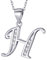 MASADA 925 Silber Buchstaben-Halskette - Initialen-Anhänger mit Zirkonia-Steinen - Buchstabe H - 46 cm Kette mit Samtbeutel